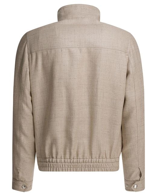 Brunello Cucinelli Brown Silk Linen And Wool Hopsack Jacket