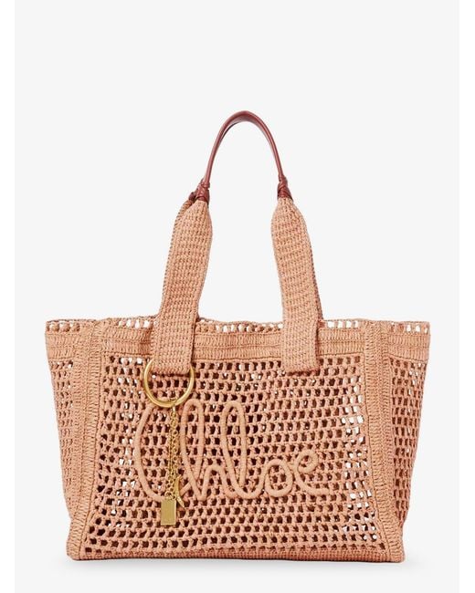 Chloé Brown East-West Summer Banana Raffia Shoulder Bag