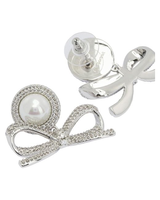 Self-Portrait White Dangling Earrings With Pearls
