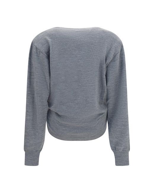 Magda Butrym Gray Long-Sleeve Knot T-Shirt