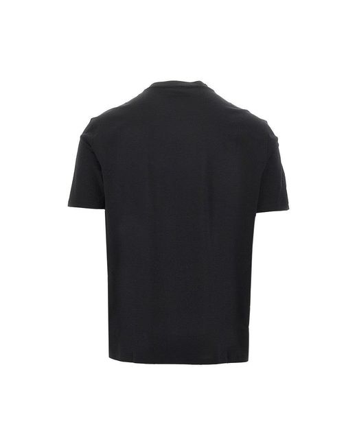 Emporio Armani Black Logo Print Lyocell-Blend T-Shirt for men