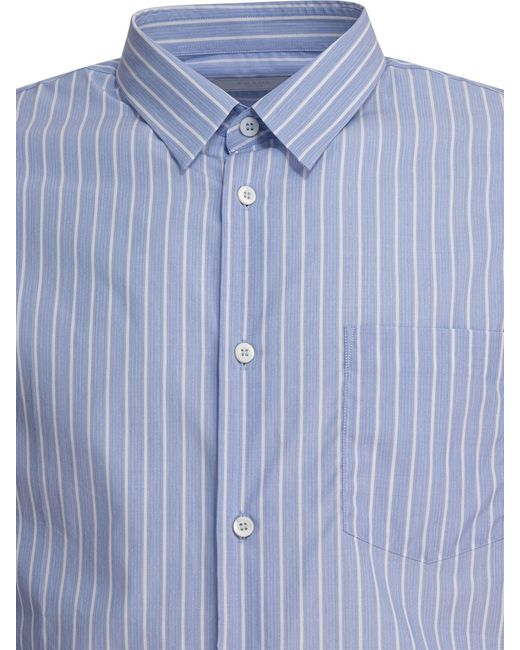 Prada Blue Striped Cotton Shirt for men