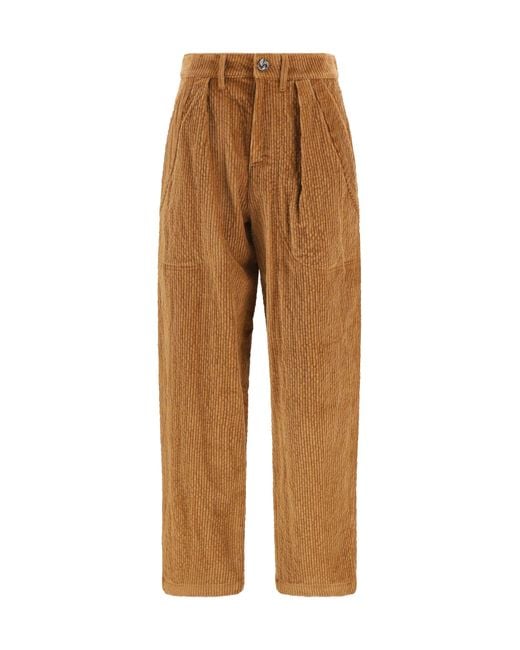 Kristina Ti Natural Straight-Leg Corduroy Pants Caramel