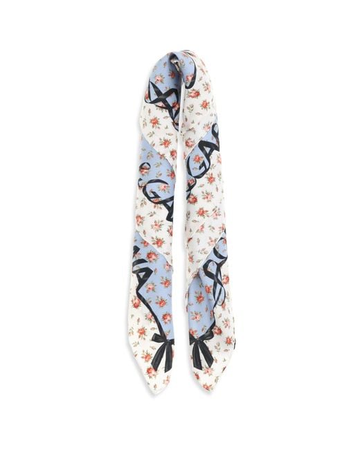 Dolce & Gabbana Blue Silk Scarf With Rose Print