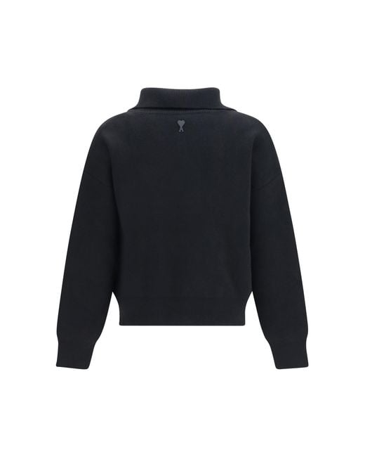 AMI Blue High-Neck Buttoned Sweater for men
