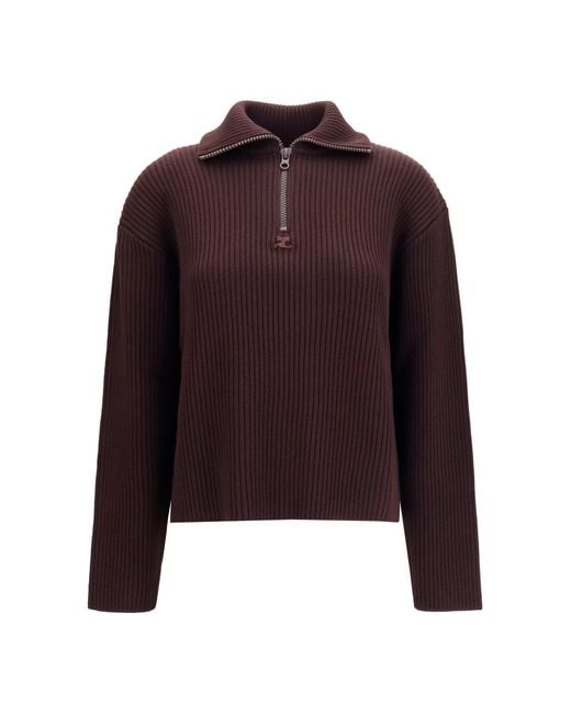 Courreges Purple Ribbed Zip Sweater