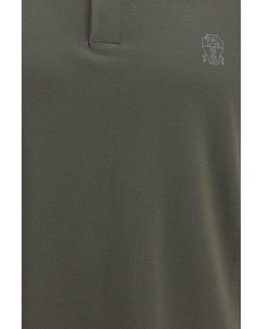Brunello Cucinelli Green Cotton Polo for men
