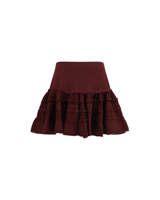 Alaïa Red Alaïa Wool Crinoline Ruffle Mini Skirt