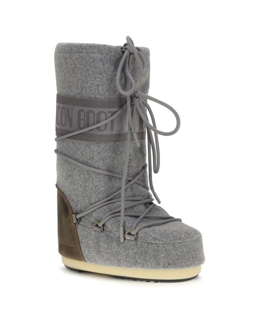 Moon Boot Gray Mb Icon Nubuck Felt Snow Boots/Cocoa
