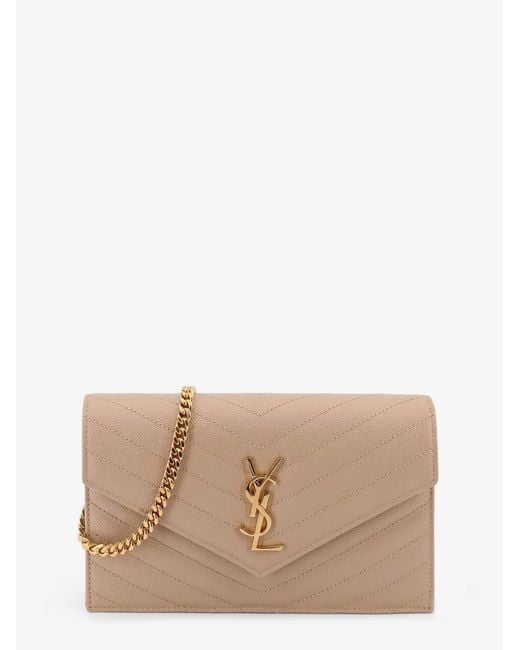 Saint Laurent Natural Leather Crossbody Bag With Metal Cassandra Logo