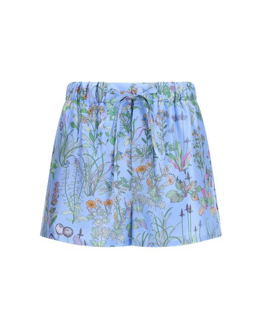 Gucci Blue Printed Silk Twill Shorts
