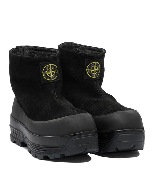 Stone Island Black Suede Ankle Boot for men