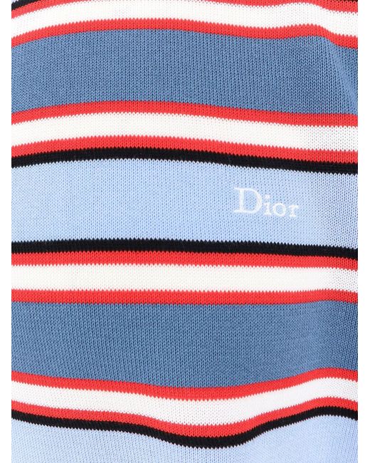 Dior Blue Dior Cotton Sweater With Striped Pattern for men