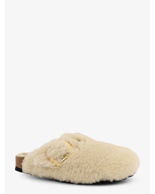 Birkenstock Natural Boston Big Buckle Shearling Mule