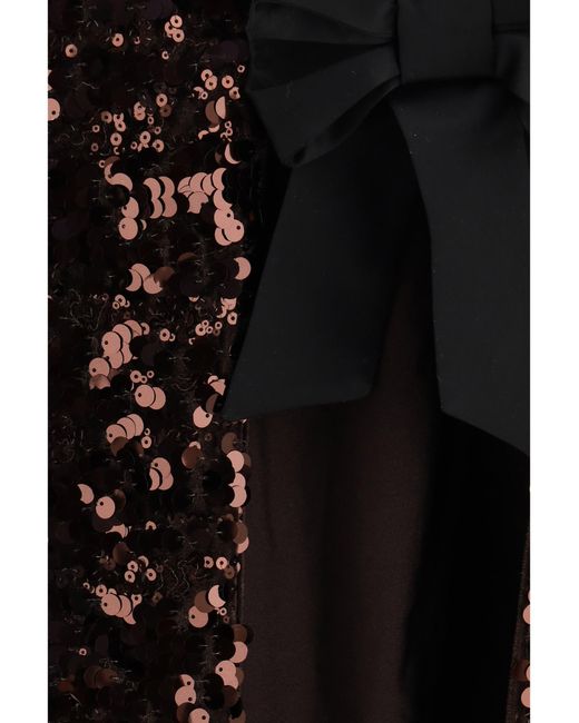 Ganni Brown Sequin Top With Bow Back