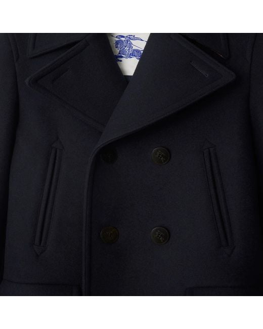 Burberry Blue Pea Coat for men