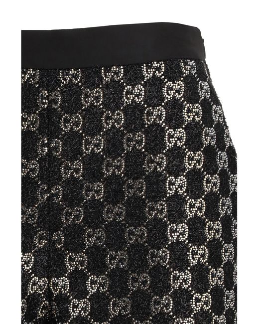Gucci Black Tweed Wool Lamã Embroidered Shorts
