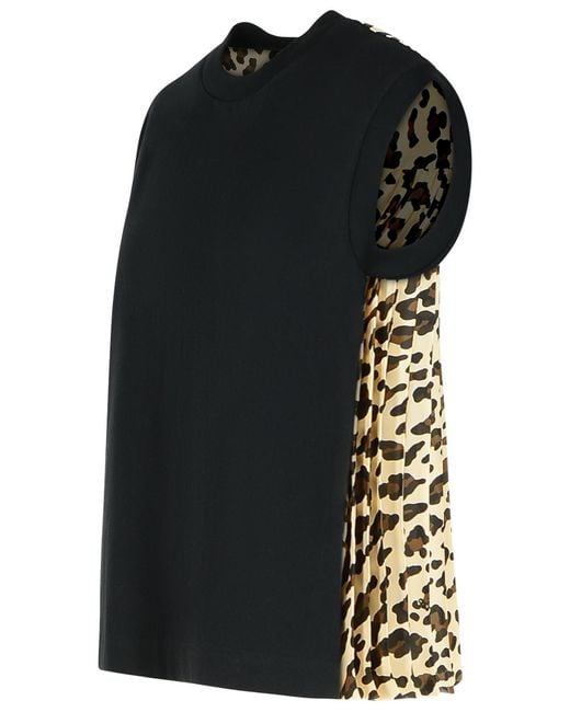 Sacai Black Cotton Tank Top