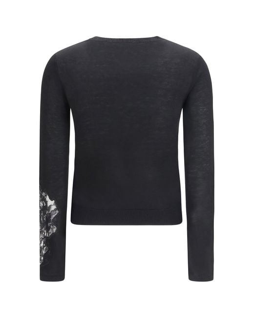 Max Mara Black Wool Sweater With Lace Inserts
