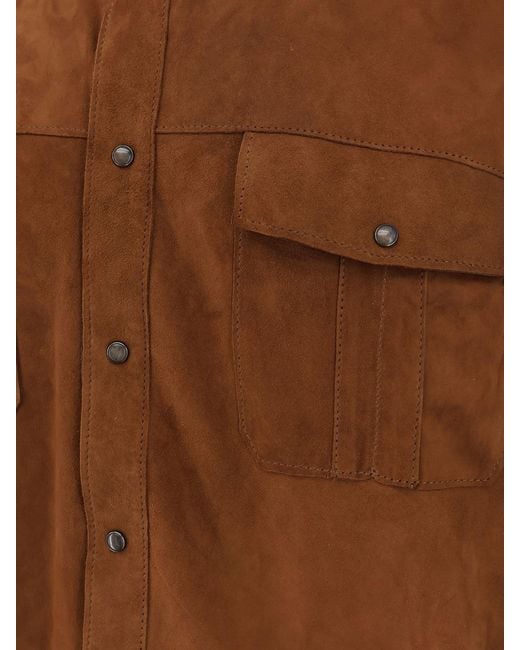 DFOUR® Brown Suede Shirt