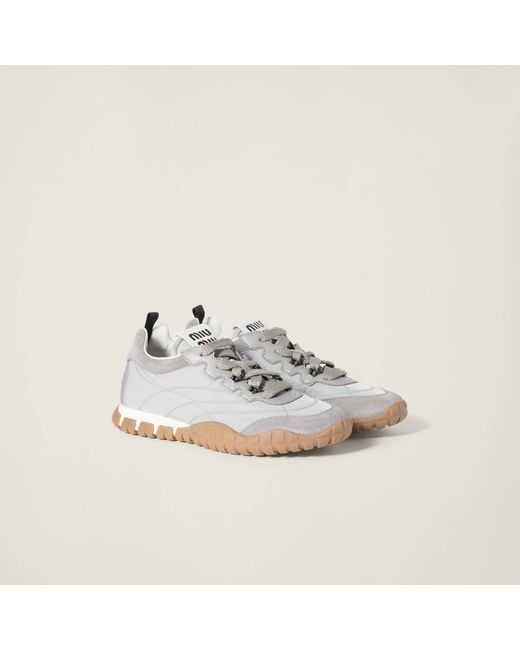 Miu Miu White Tyre Suede Sneakers