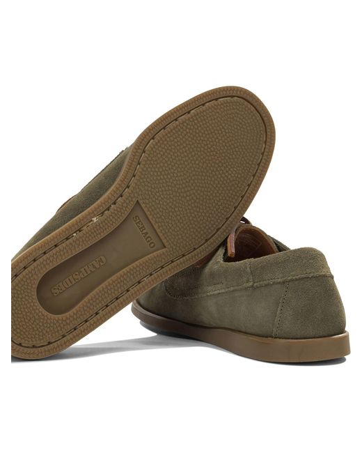 Sebago Brown Askook Leather Rubber Lace-Up Loafers for men