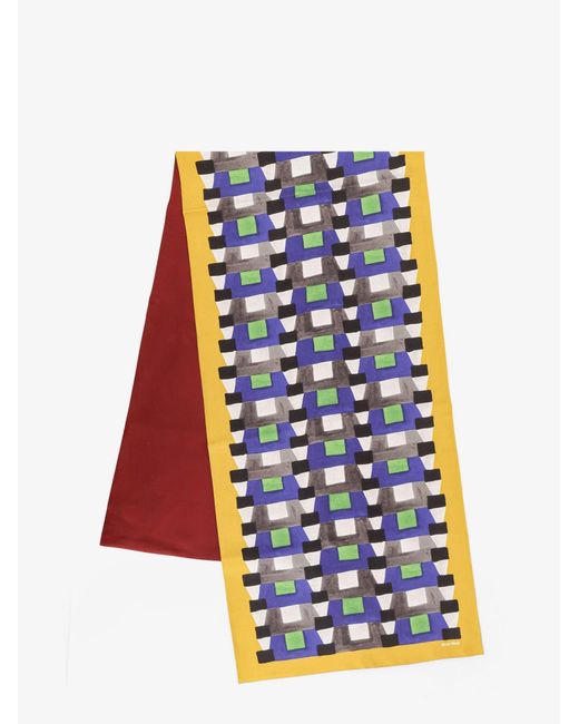 Women's White Multicoloured Silk Scarf