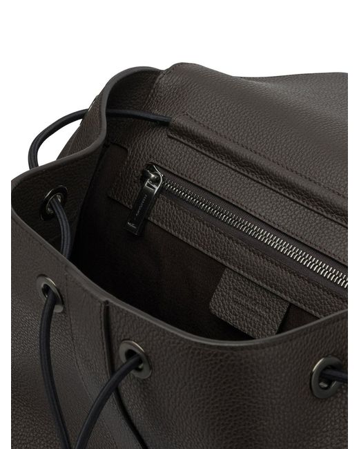 Ferragamo Black Double Pocket Leather Backpack for men