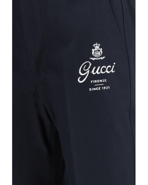 Gucci Blue Compact Cotton Twill Pants for men