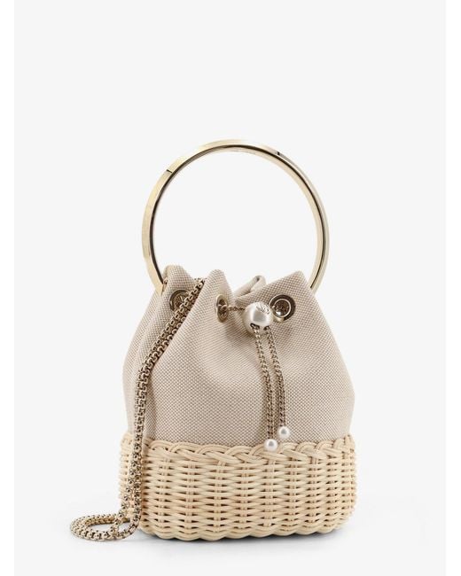 Jimmy Choo Blue Bon Bon Raffia And Canvas Bucket Bag