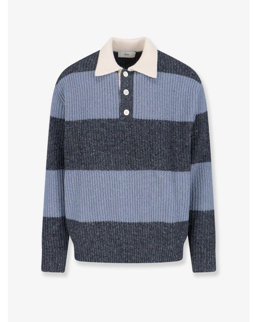 Men's Blue Jumper Three-Button Collar