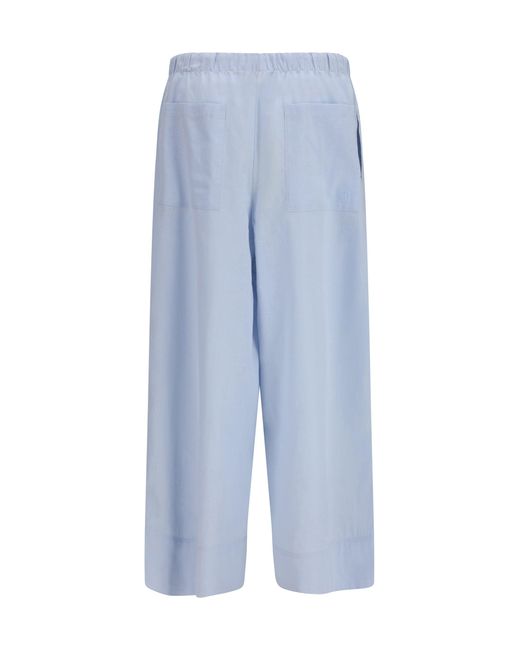 Totême Blue Cotton And Linen Blend Palazzo Pants