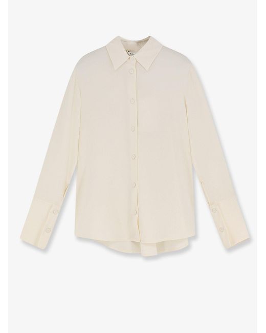Max Mara White Mxpvoliera Stretch Silk Shirt