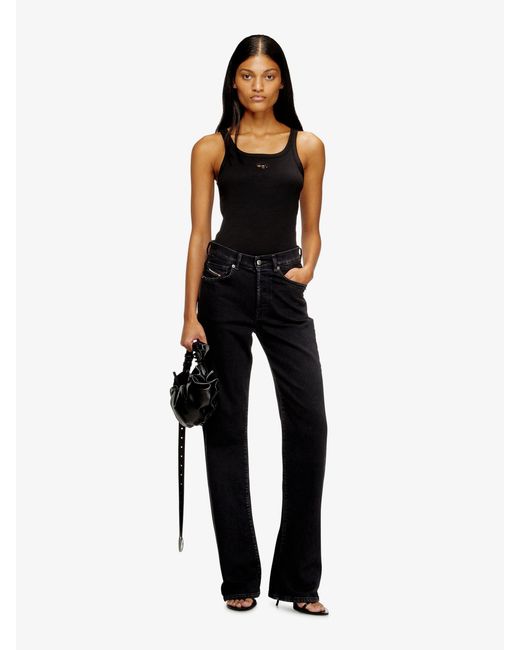 DIESEL Black T-Wife-Od Ribbed Cotton Tank Top