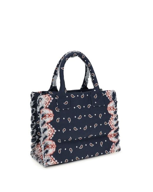 Pinko Blue Canvas Tote Bag Blu-Antique