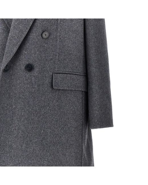 Victoria Beckham Gray Mélange Wool And Cashmere Long Coat