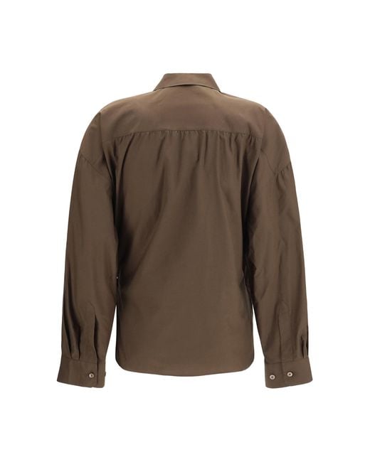 Lemaire Brown Cotton Blend Shirt Truffle