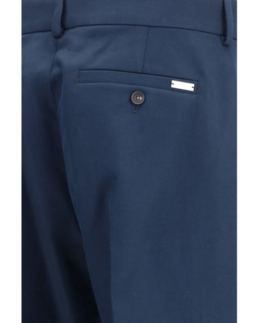 Ferragamo Blue Cotton And Cashmere Chinos Pants for men
