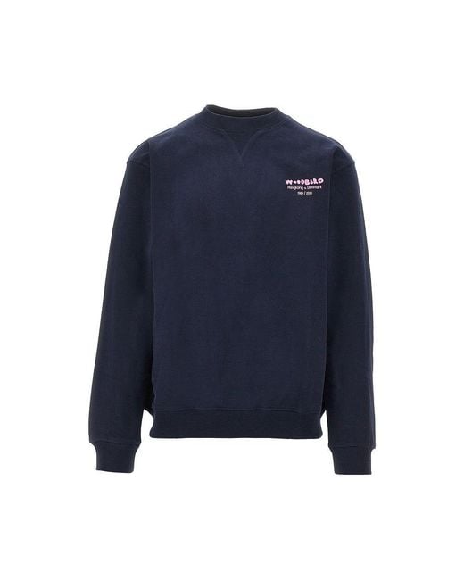 Woodbird Blue Wbcane Wok Crewneck Sweatshirt for men