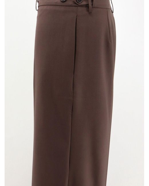 Alysi Brown Stretch Virgin Wool Trousers