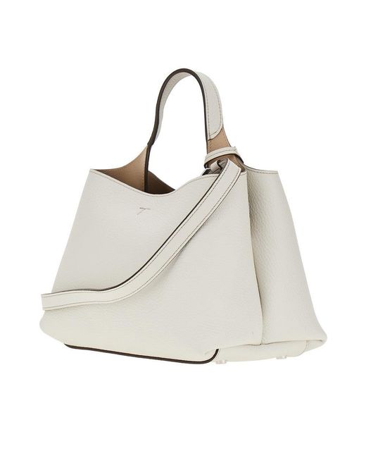 Tod's Gray Grained Leather Micro Shopping Bag