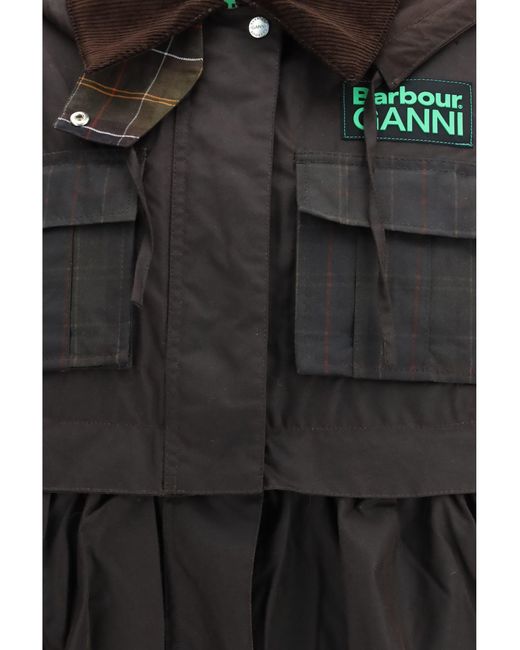 Barbour Black Waxed Peplum Jacket Rustic Tartan