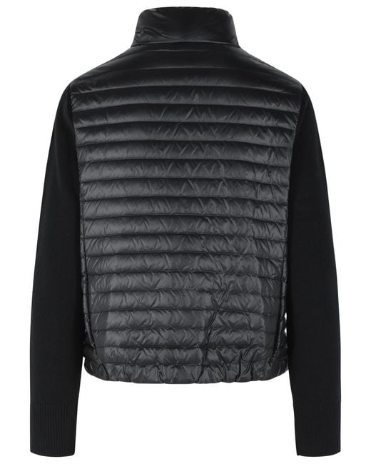 Moncler Black Padded Virgin Wool Cardigan With Zip