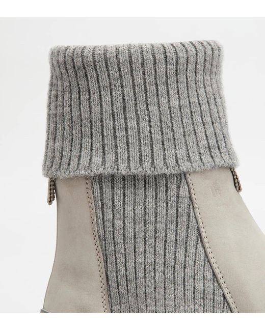 Tod's Gray Nabuck Leather Chelsea Ankle Boots