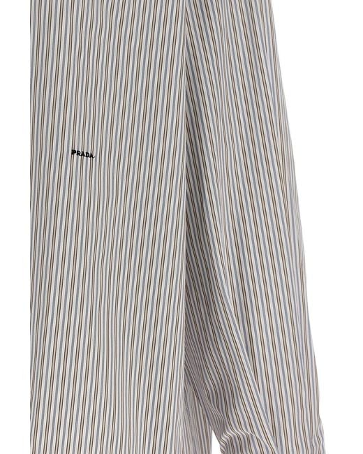 Prada Gray Cotton Striped Shirt for men