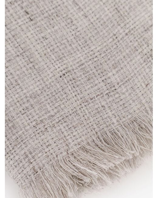 Brunello Cucinelli White Linen Scarf for men
