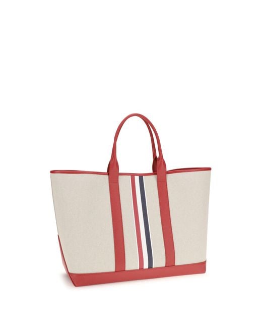 Thom Browne White Canvas Tote Bag for men
