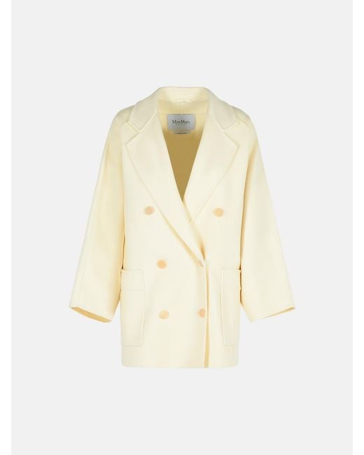 Max Mara Natural 'Teddy Crop' Wool Blend Coat