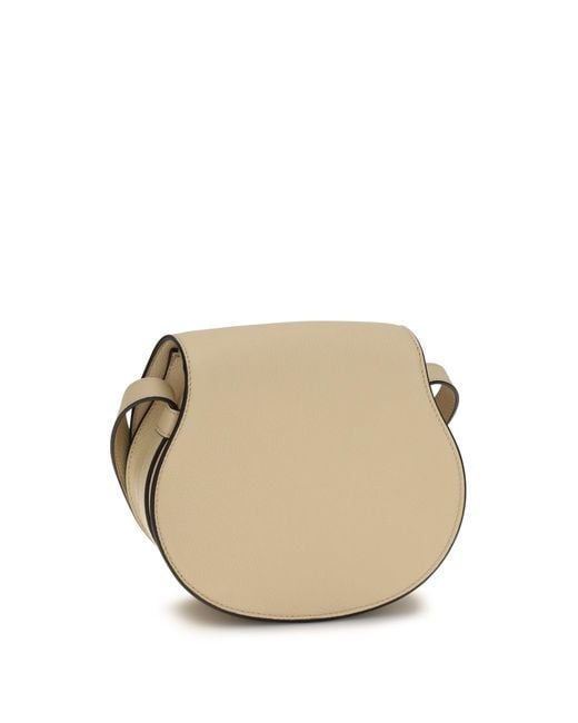 Chloé Natural Chloé Small Marcie Leather Shoulder Bag