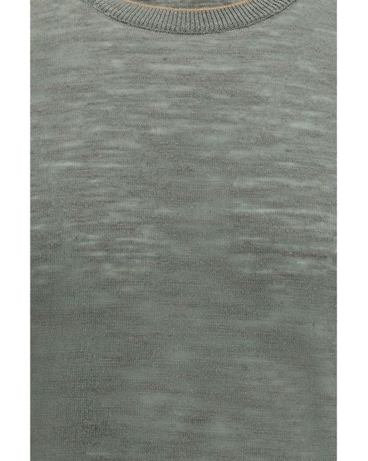 Brooksfield Gray Short-Sleeved Linen Blend Shirt Alligator for men